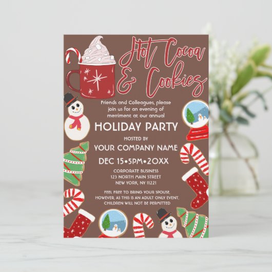 Hot-cacaokoekjes Illustratie Kerstmis Corporate Kaart (Staand voorkant)