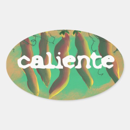 Hot Caliente Jalapeno Peppers Ovale Sticker (Voorkant)