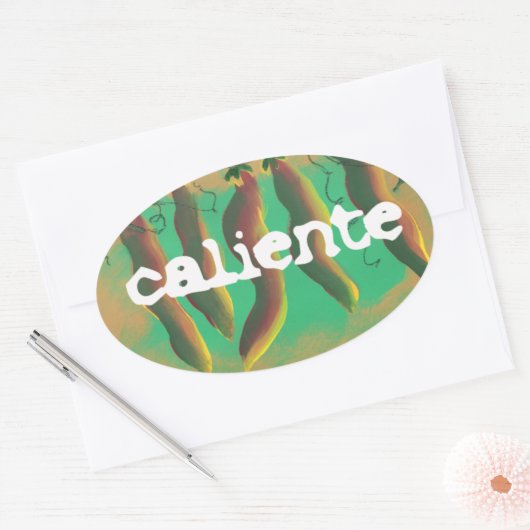Hot Caliente Jalapeno Peppers Ovale Sticker (Envelop)
