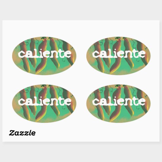 Hot Caliente Jalapeno Peppers Ovale Sticker (Vel)