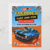 Hot Car Racing verjaardagsfeestje Kaart (Voorkant)