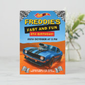 Hot Car Racing verjaardagsfeestje Kaart (Staand voorkant)