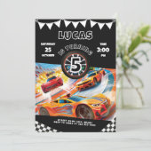 Hot Cars Race Verjaardagsfeestje Uitnodiging (Staand voorkant)