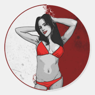 Hot Cartoon Bikini Babe Ronde Sticker