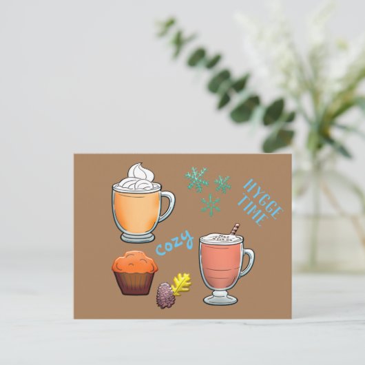 Hot-ccacaokoffie Cozy Hygge Time Briefkaart (Staand voorkant)