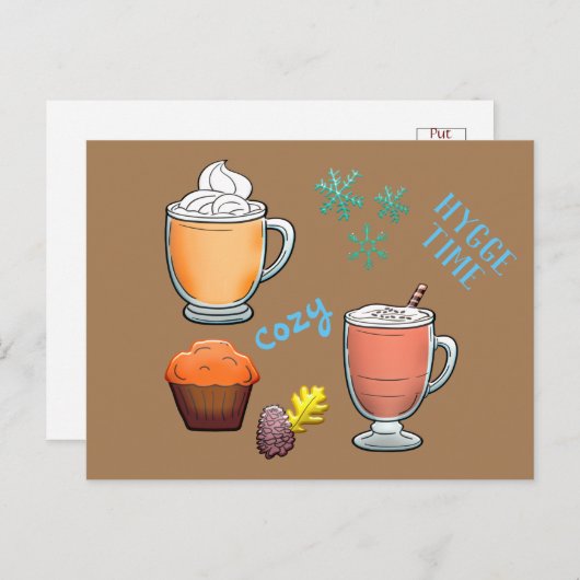 Hot-ccacaokoffie Cozy Hygge Time Briefkaart (Voorkant / Achterkant)