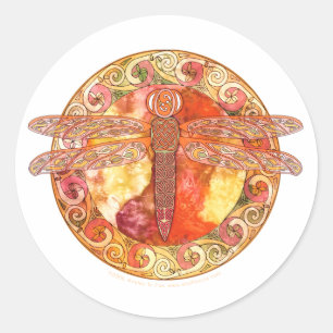 Hot Celtic Dragonfly Ronde Sticker