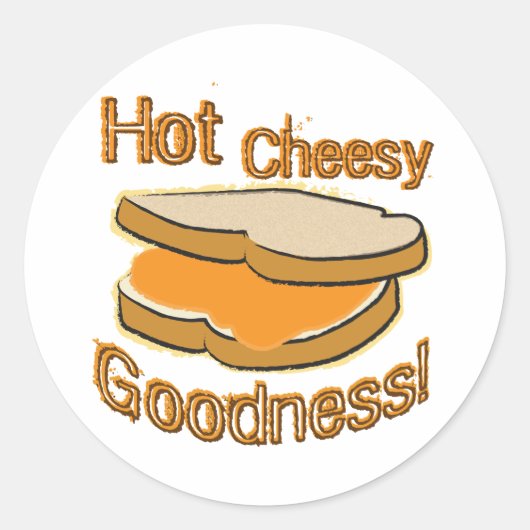 Hot Cheesy Goodness Grilled Cheese Sandwich Ronde Sticker (Voorkant)