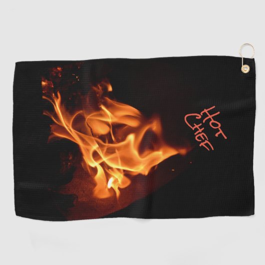 Hot Chef Blazing Flames Fire BBQ Grilling Towel Golfhanddoek (Horizontaal)