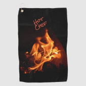 Hot Chef Blazing Flames Fire BBQ Grilling Towel Golfhanddoek (Voorkant)