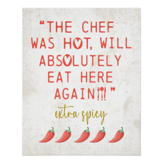 Hot Chef Funny Keuken Reviewen Spicy Peppers Perfect Poster