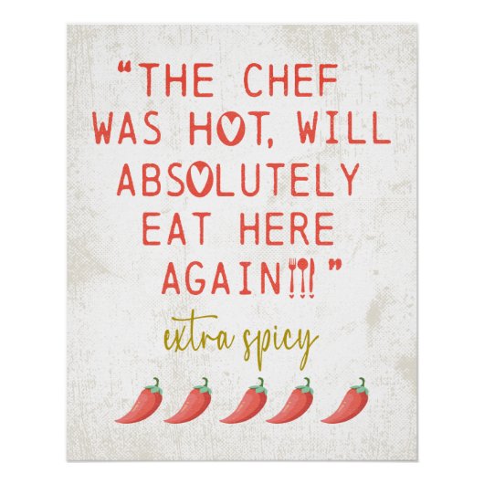 Hot Chef Funny Keuken Reviewen Spicy Peppers Perfect Poster (Voorkant)