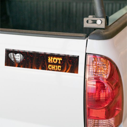 Hot Chic vuur en rood marmer hart. Bumpersticker (Op Truck)