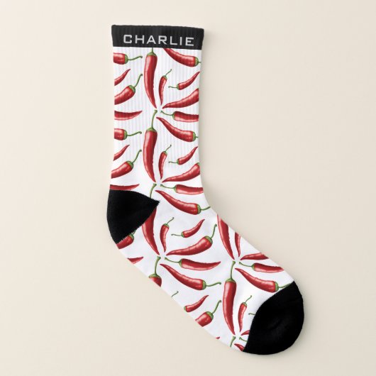 Hot Chili Pattern aangepaste sokken (Rechts - buiten)