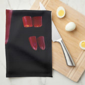 Hot chili peper foto rood en zwart met tekst theedoek (Quarter Fold)