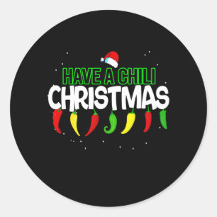 Hot Chili Pepper-kerstdesign, Unisex Ronde Sticker