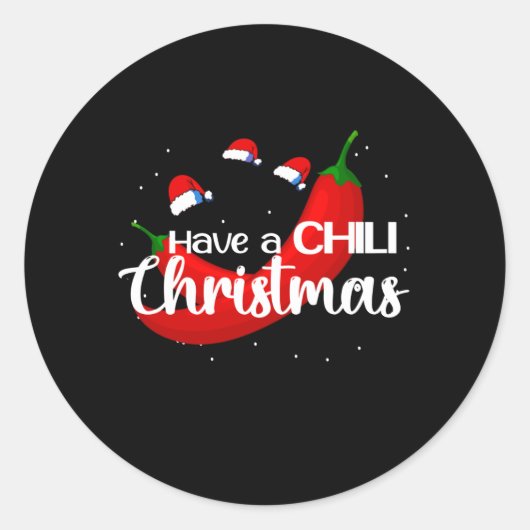 Hot Chili Pepper-kerstdesign, Unisex Ronde Sticker (Voorkant)