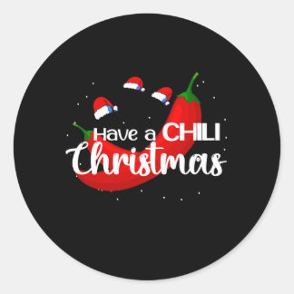 Hot Chili Pepper-kerstdesign, Unisex Ronde Sticker