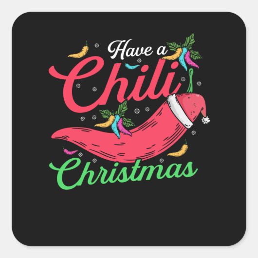 Hot Chili Pepper-kerstdesign, Unisex Vierkante Sticker (Voorkant)
