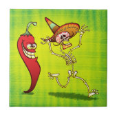 Hot Chili Pepper Nightmare voor een Mexicaans skel Tegeltje (Voorkant)