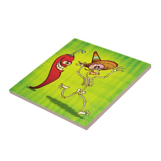 Hot Chili Pepper Nightmare voor een Mexicaans skel Tegeltje (Zijkant)