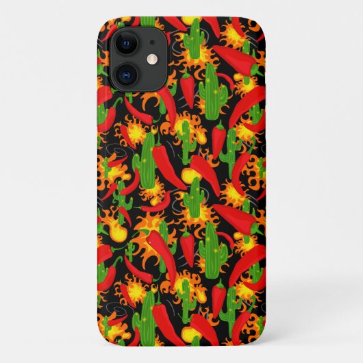 Hot Chili Pepper, vlammen en cactus print Case-Mate iPhone Case (Achterkant)