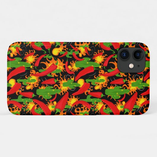 Hot Chili Pepper, vlammen en cactus print Case-Mate iPhone Case (Achterkant (horizontaal))