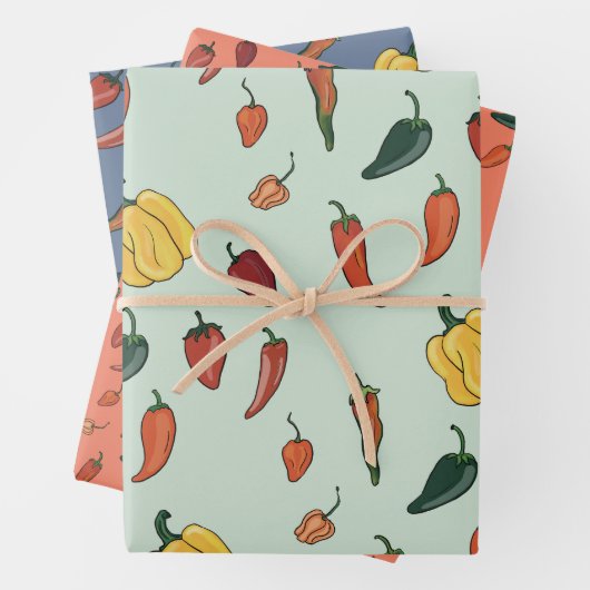 Hot-Chili Pepper Wrapping Paper Set van 3 (In situ)
