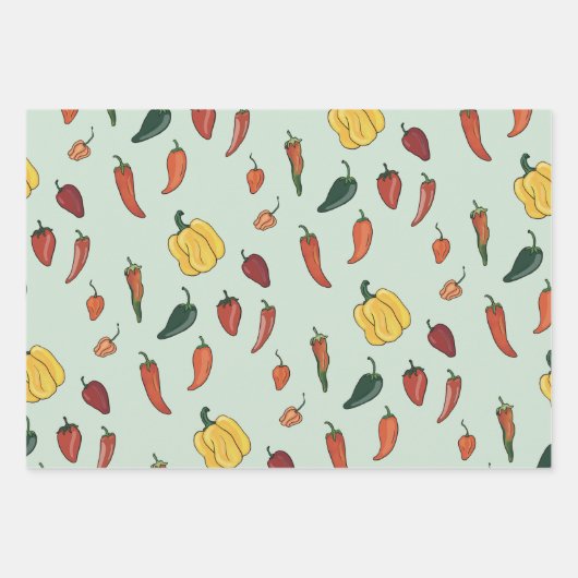 Hot-Chili Pepper Wrapping Paper Set van 3 (Voorkant)