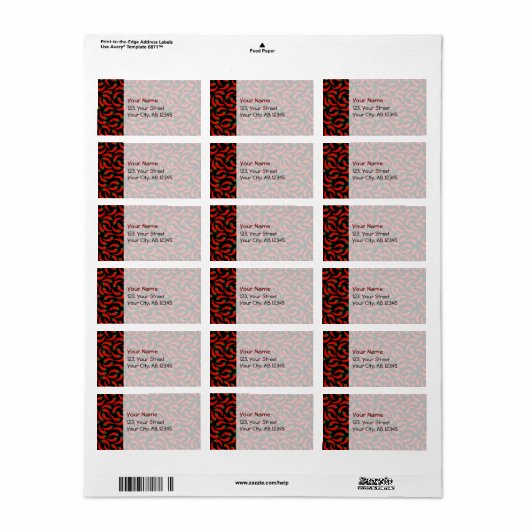 Hot Chili Peppers Patroon Etiket (Full Sheet)