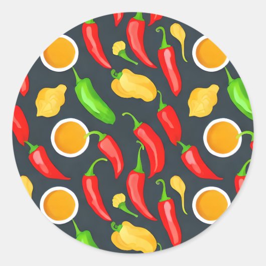Hot Chili Peppers Patroon Ronde Sticker (Voorkant)