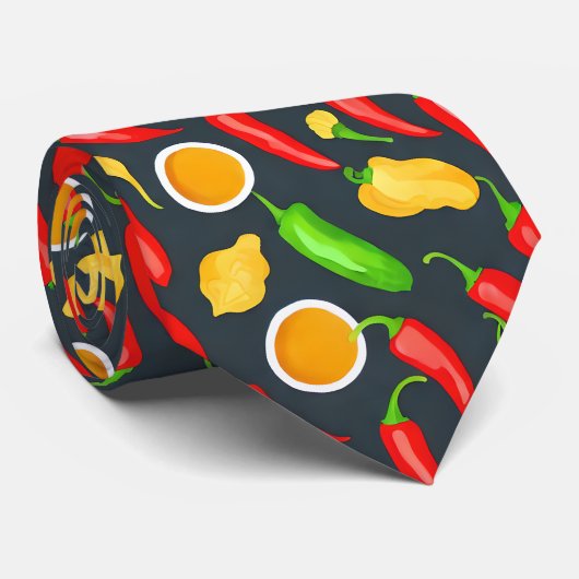 Hot Chili Peppers Patroon Stropdas (Opgerold)