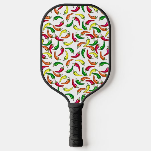 Hot Chili Peppers Rood, Geel, Groen en Sinaasappel Pickleball Paddle (Voorkant)