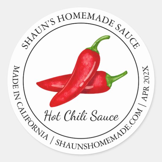 Hot Chili Sauce Modern label (Voorkant)