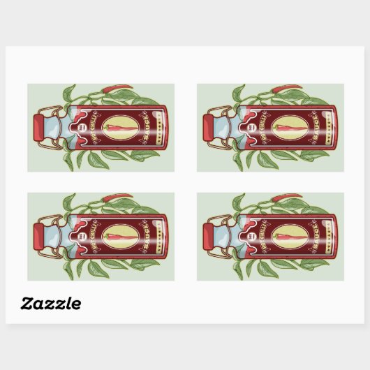 Hot Chili Sauce Rechthoekige Sticker (Vel)