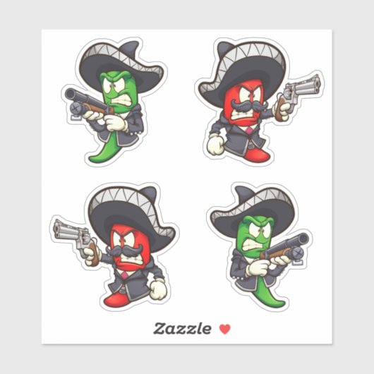 Hot Chilis - Green & Red Peppers Sticker (Vel)