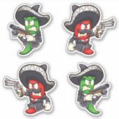 Hot Chilis - Green & Red Peppers Sticker (Voorkant)