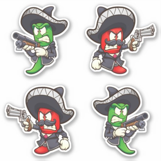 Hot Chilis - Green & Red Peppers Sticker (Voorkant)