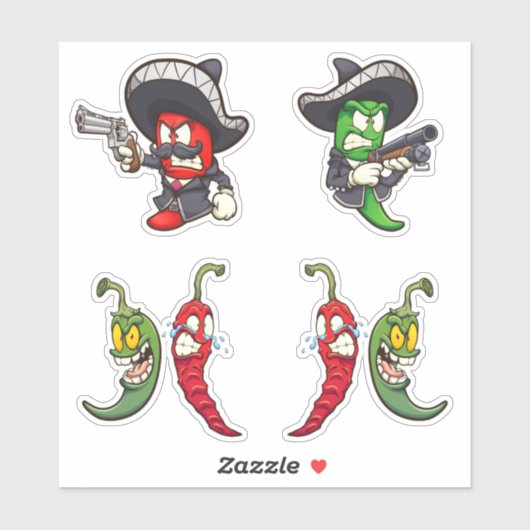 Hot Chilis - Green & Red Peppers Sticker (Vel)