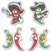 Hot Chilis - Green & Red Peppers Sticker (Voorkant)