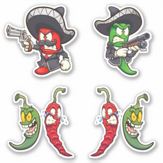 Hot Chilis - Green & Red Peppers Sticker (Voorkant)