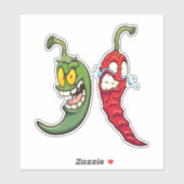 Hot Chilis - Groene en rode paprika's Sticker (Vel)