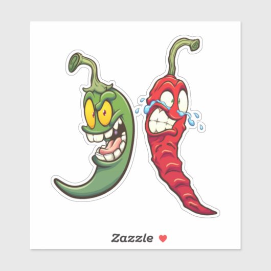 Hot Chilis - Groene en rode paprika's Sticker (Vel)