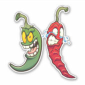 Hot Chilis - Groene en rode paprika's Sticker (Voorkant)
