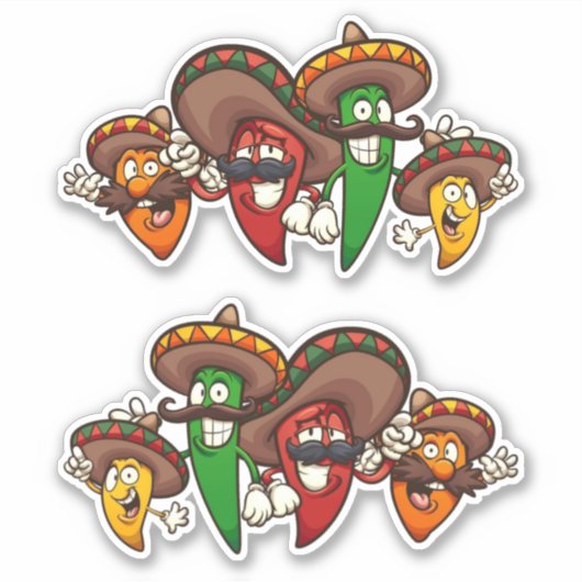 Hot Chilis - Mexicaanse eppers Sticker (Voorkant)