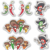 Hot Chilis - Mexicaanse Sticker Peppers (Voorkant)