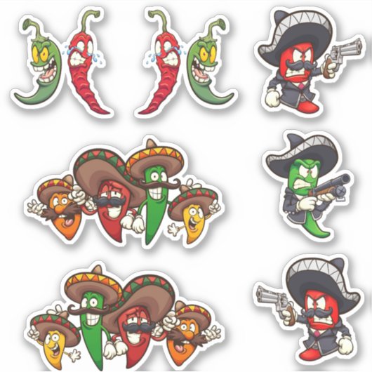 Hot Chilis - Mexicaanse Sticker Peppers (Voorkant)