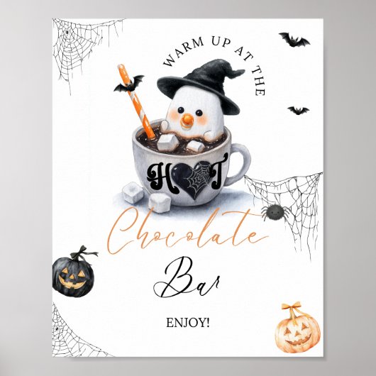 Hot Choco Bar Little Boo Baby shower Halloween Poster (Voorkant)