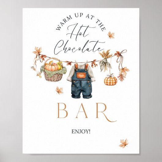 Hot Choco Bar Pompoen Rustieke Herfst Baby shower Poster (Voorkant)