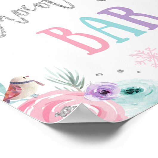 Hot Chocolade Bar Cocoa Winter Onederland Birthday Poster (Hoek)